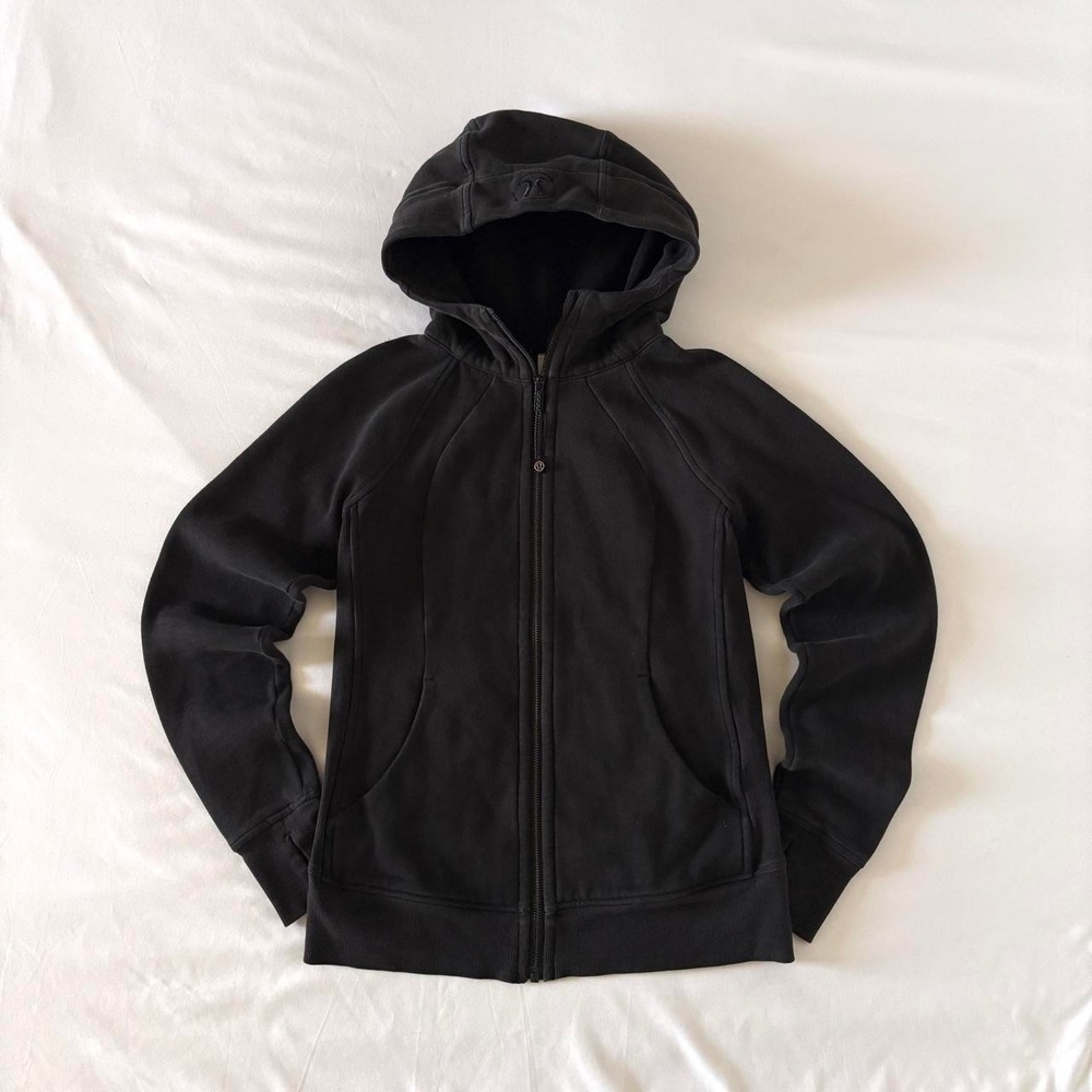 Lululemon Scuba Hoodie Women 6 Black Cotton Blend Full Zip Athleisure